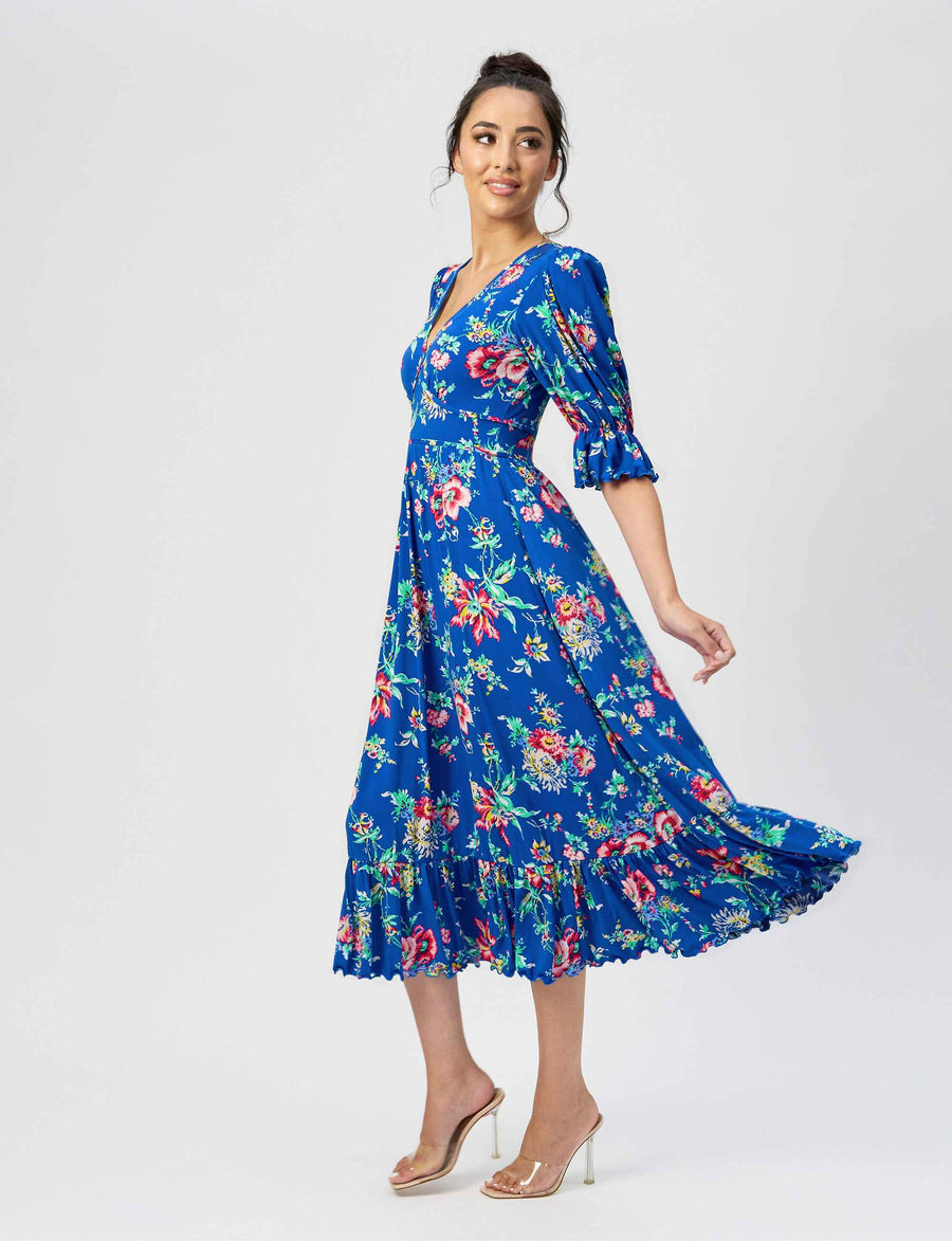 Veronica 'Trailing Blossoms' Fit and Flare Midi Dress