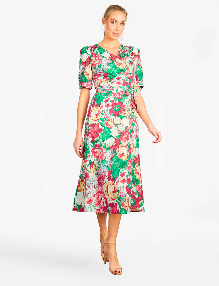 (Pre-Sale) Brinkley 'Open Garden' True Wrap Midi Dress