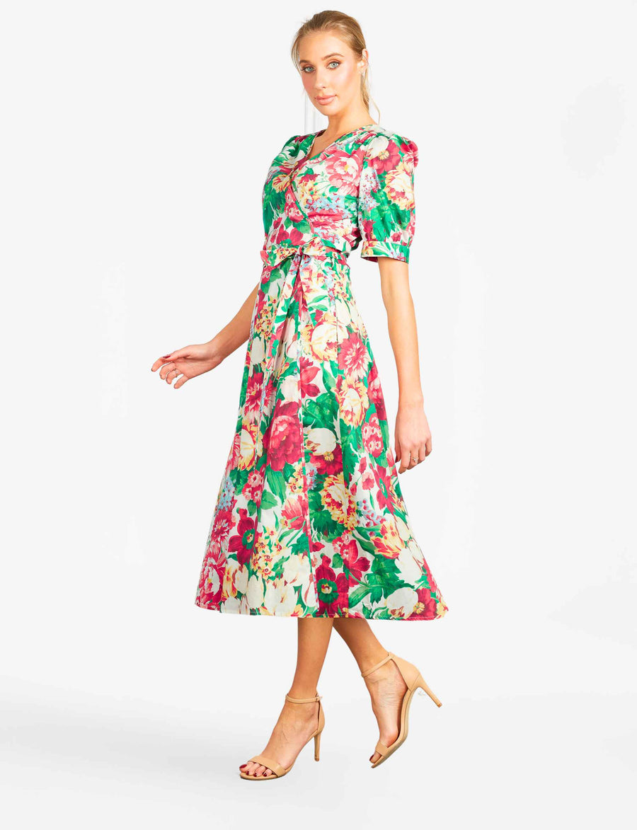 (Pre-Sale) Brinkley 'Open Garden' True Wrap Midi Dress