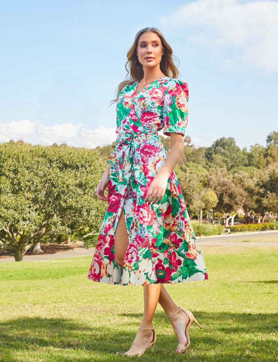 (Pre-Sale) Brinkley 'Open Garden' True Wrap Midi Dress