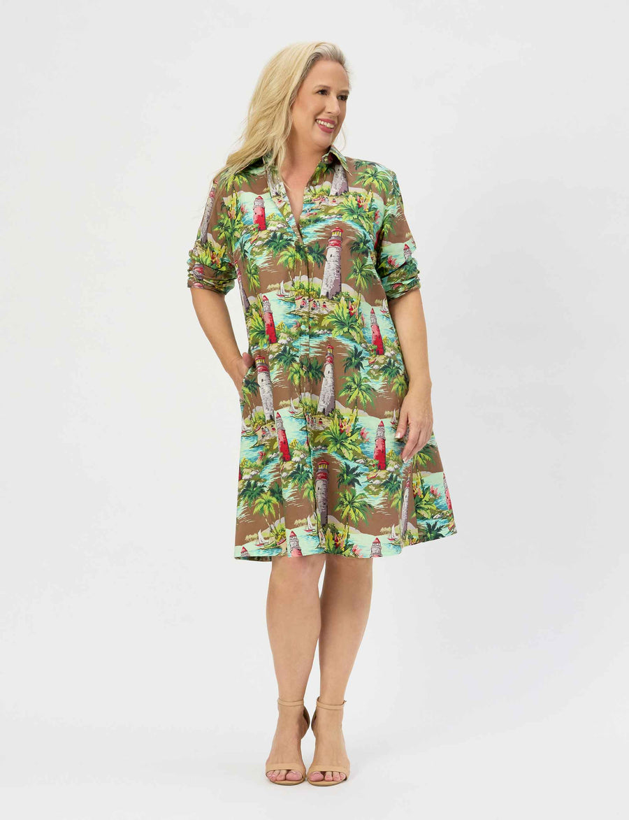 Erica 'Light My Way' 100% Cotton Shirtdress