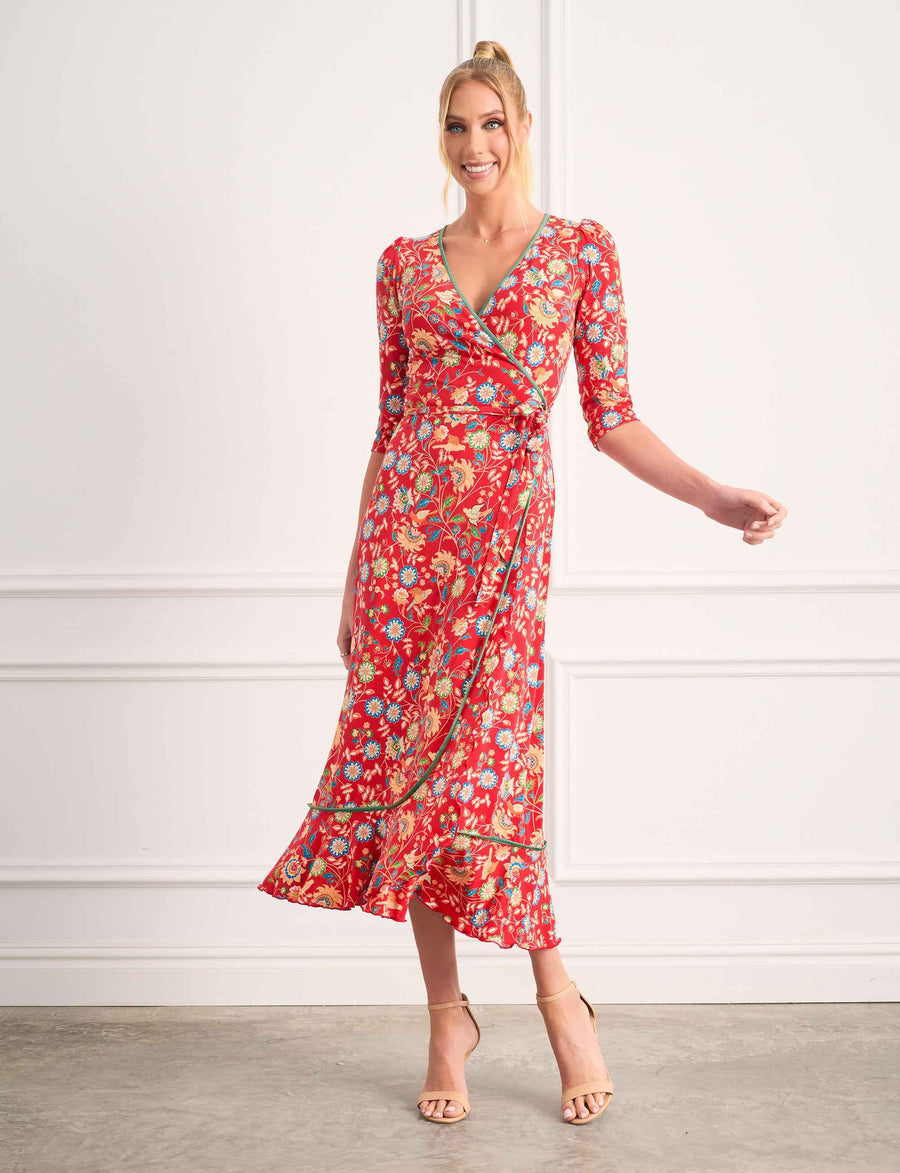 ORIGINAL SAMPLE Paloma 'Love Birds' True Wrap Midi Dress