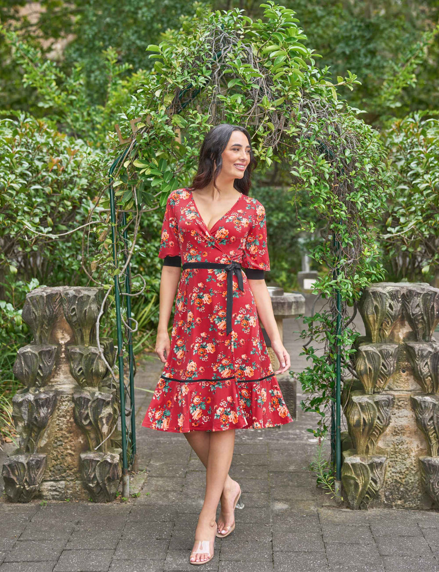 Bonnie 'Rambling Roses' True Wrap Dress NEW ARRIVAL