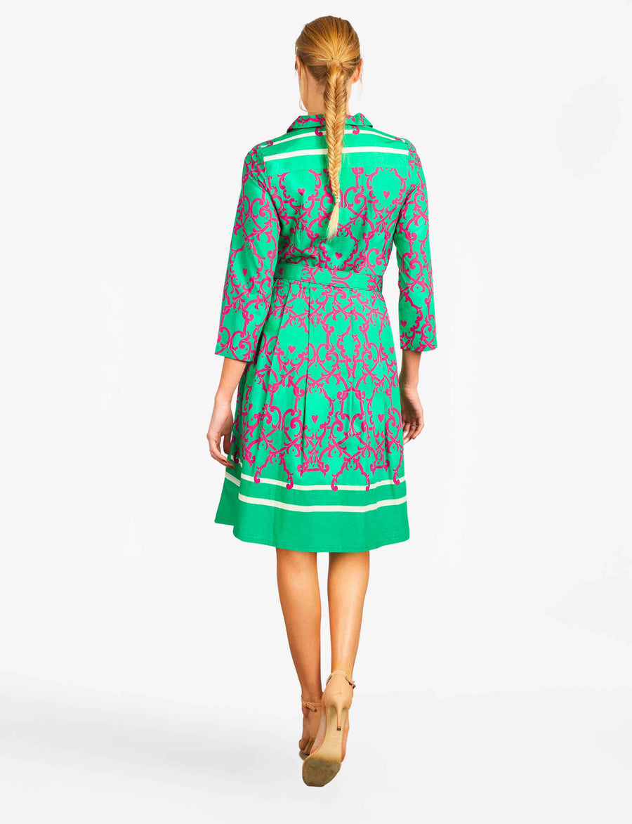 Grazia 'Amalfi Affair' Green/Pink Shirtdress with Belt