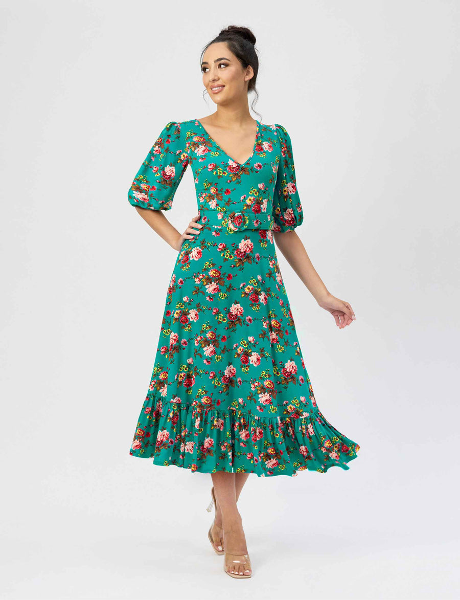 Avri 'Spring Spray' Fit and Flare Belted Dress (New Arrival)