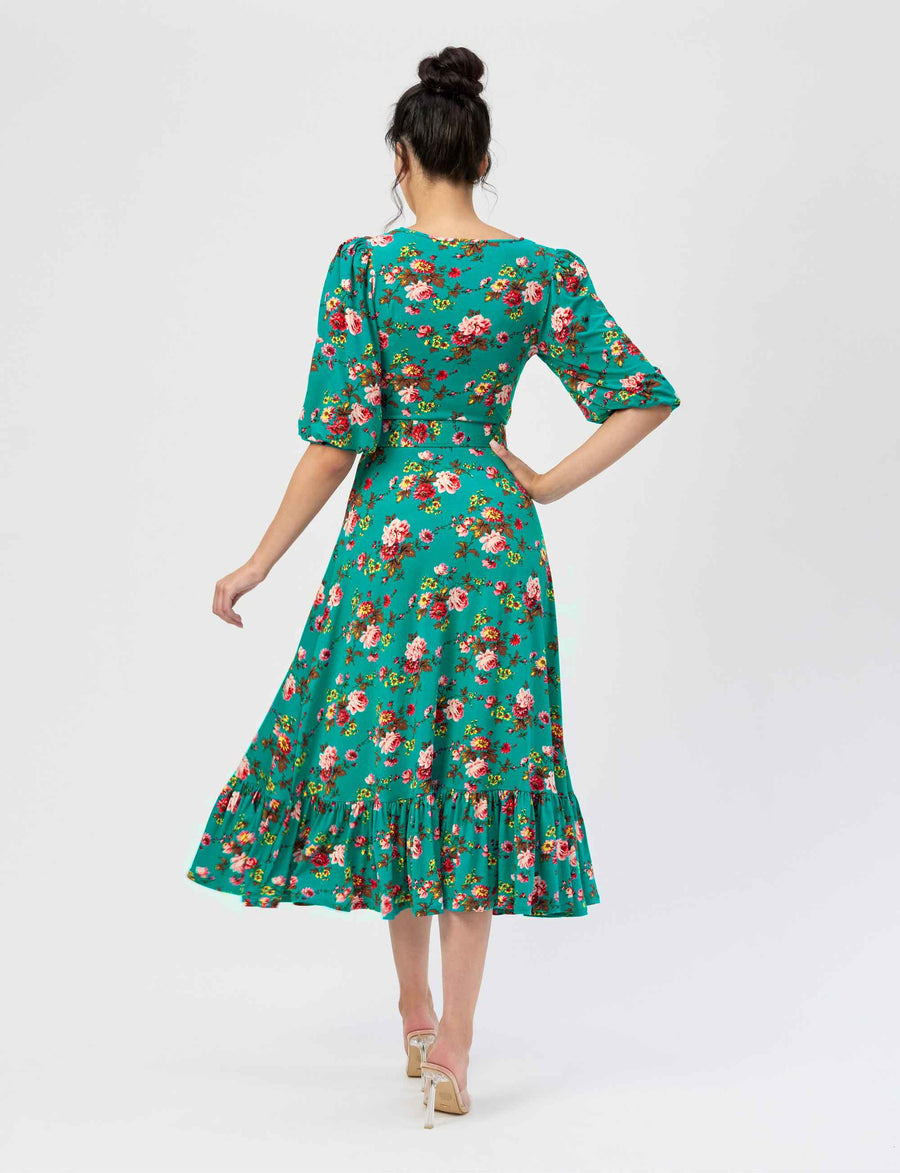 Avri 'Spring Spray' Fit and Flare Belted Dress