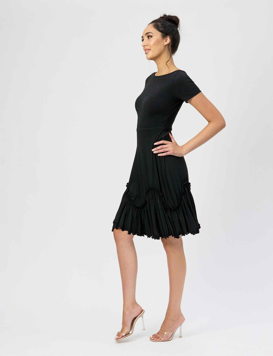 Vivienne 'LBD' Fit and Flare Ruffle Dress (New Arrival)