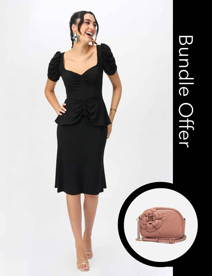 Teri 'LBD' Cocktail Dress plus Fleur Rose Handbag Bundle