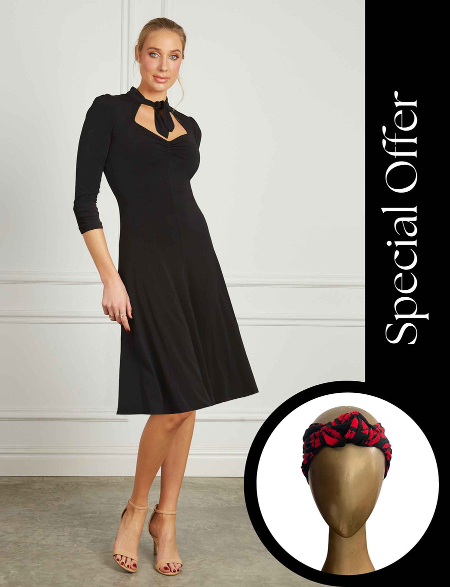 Fortuna 'LBD' Sweetheart Dress with 'Kiss Kiss' Knotted Headband FINAL SALE