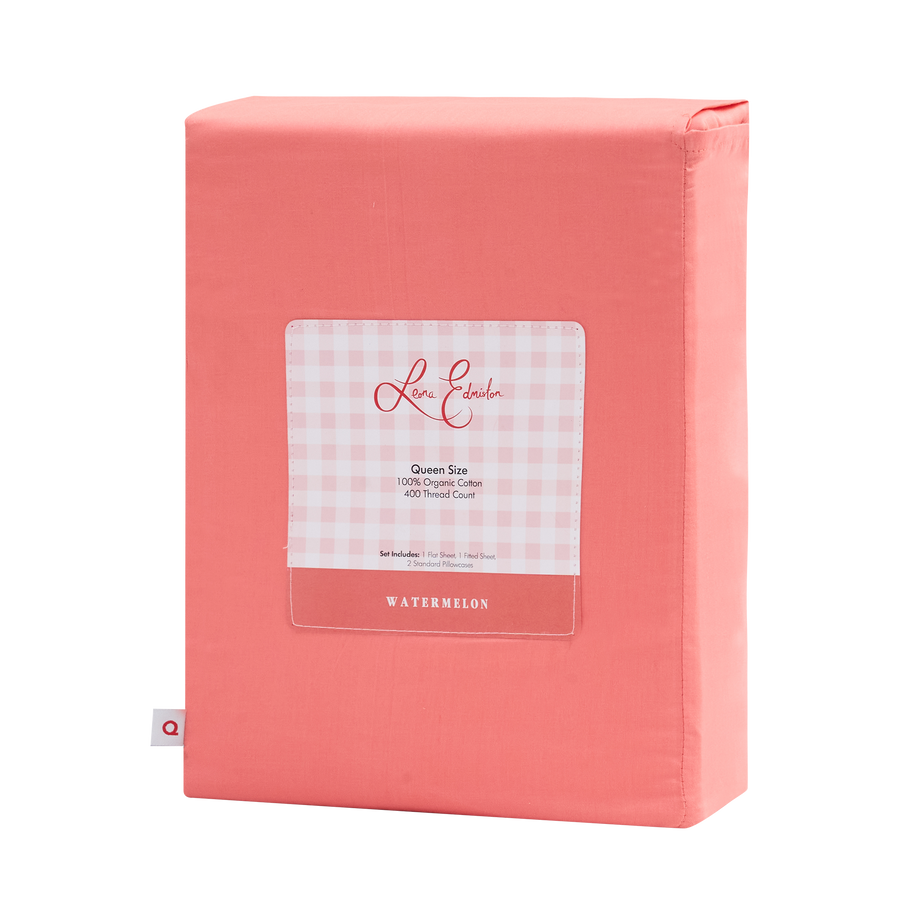 400TC Organic Cotton Sateen Sheet Set - Watermelon