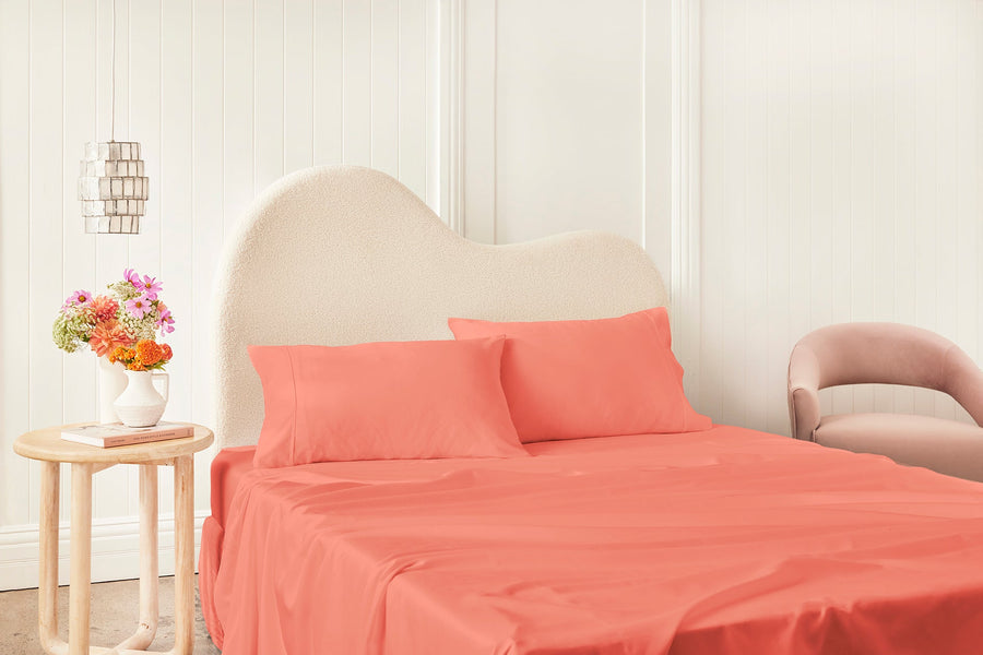 400TC Organic Cotton Sateen Sheet Set - Watermelon