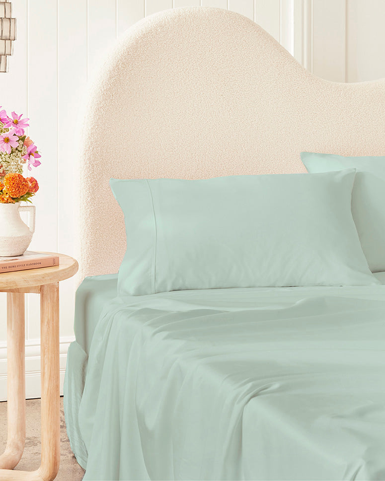 400TC Organic Cotton Sateen Sheet Set - Sea Blue