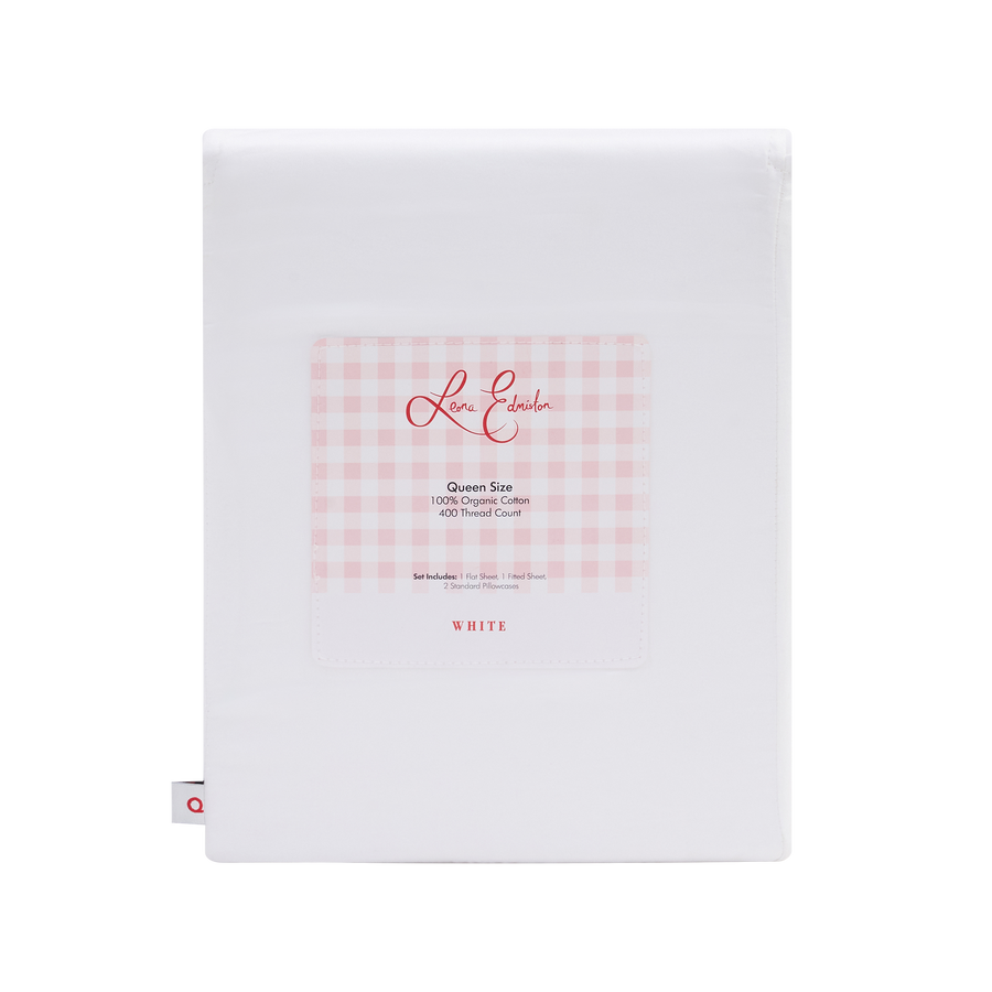 400TC Organic Cotton Sateen Sheet Set - White