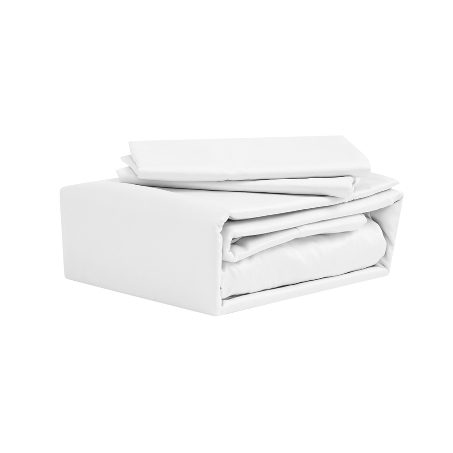 400TC Organic Cotton Sateen Sheet Set - White