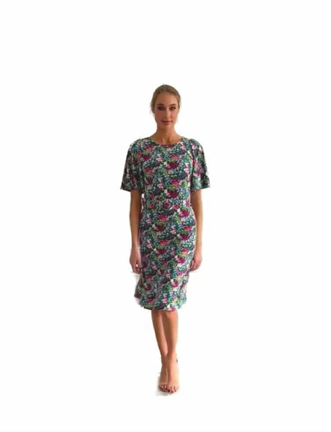 Uma 'Floriade' Fit and Flare Dress with Butterfly Sleeves