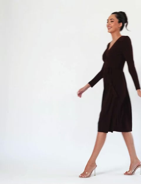 Mila 'Hot Chocolate' Faux Wrap Dress NEW ARRIVAL