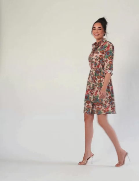 Kate 'Bird Of Paradise' 100% Cotton Shirtdress NEW ARRIVAL