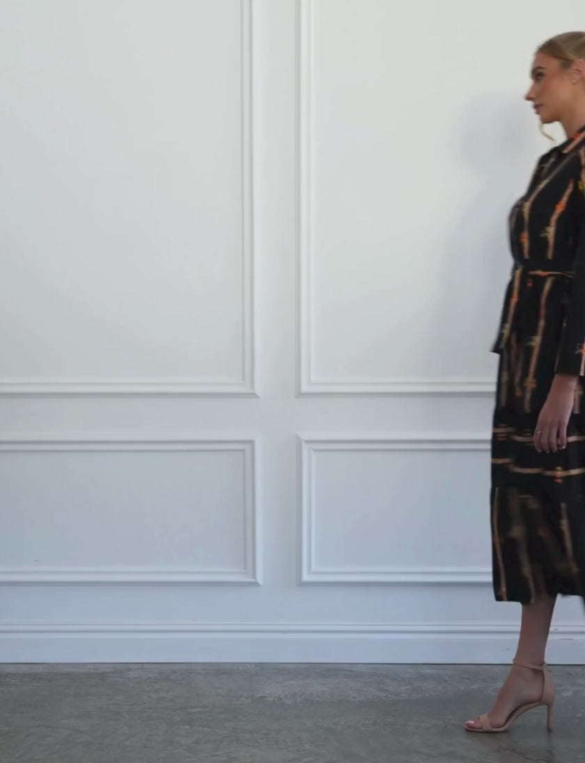 Tia 'Design Room' Midi Shirtdress with Double Tiered Hem