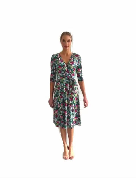 Taisia 'Floriade' Midi Dress with Peplum FINAL SALE