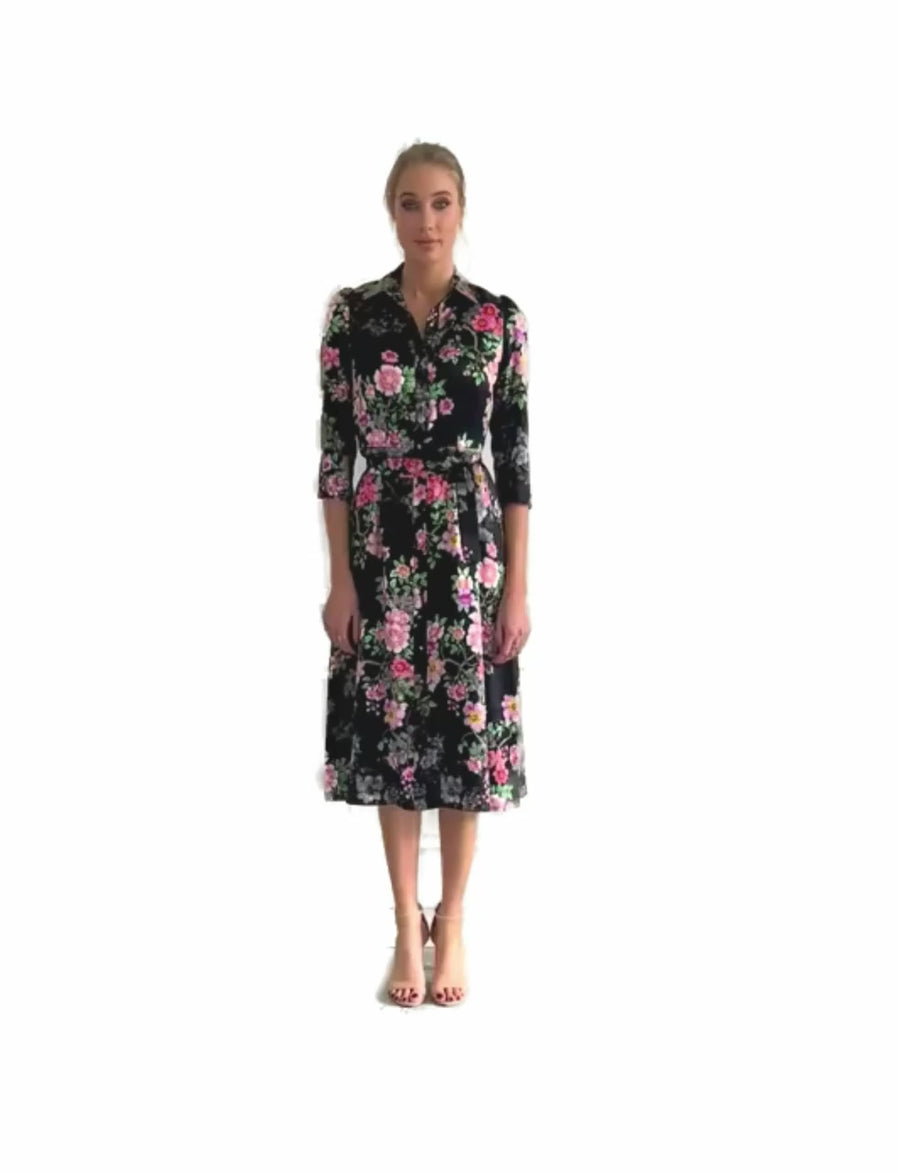 Hyacinth 'Cherry Blossom' Limited Edition 100% Silk Shirtdress (New Arrival)