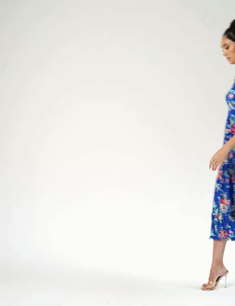 Veronica 'Trailing Blossoms' Fit and Flare Midi Dress (New Arrival)